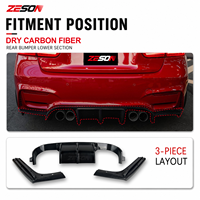 Diffuseur arrière en fibre de carbone sèche de style V pour BMW M3 M4 F80 F82 F83 2014-2018