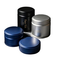 Boîte de rangement cylindrique en fer blanc, finition brillante, imprimée sur mesure, pour grains de café et poudre de matcha, avec couvercle à vis