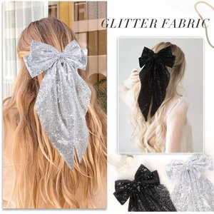 Grand nœud papillon épingle à cheveux à la mode métal et paillettes paillettes grand nœud pince à cheveux accessoires pour fête adulte - Product Image 3