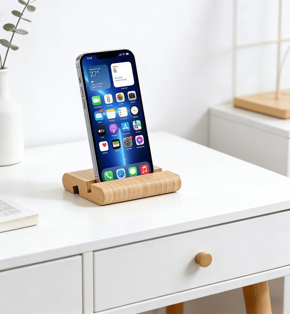 Addreen Bamboo Cell Phone & Tablet Stand | Wooden Desk Holder for IPhone, iPad & All Smartphones