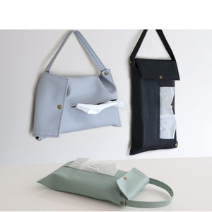 Boîte à mouchoirs en cuir pour voiture, sac de rangement pour siège arrière de voiture, boîte à mouchoirs suspendue pour salon/salle de bain. - Product Image 1