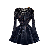 Robe bouffante à bretelles spaghetti en dentelle patchwork Y2K pour femme avec ensemble boléro en dentelle à manches longues pour soirée en club