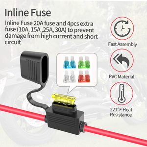 Câble ELFCULB de connecteur à borne torique 10AWG avec 5 fusibles pour station d'alimentation portable automobile et générateurs solaires - Product Image 3