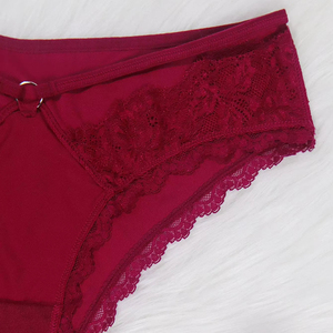 Roupa intérieur De Encaje femmes Sexy dentelle tongs Double bande voir à travers les sous-vêtements dentelle florale découpé <span class=keywords><strong>string</strong></span> - Product Image 3