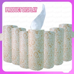 Soporte de pañuelos de bambú para coche de 3 capas, cilindro de lámina de oro a granel para el hogar, portavasos de papel <span class=keywords><strong>facial</strong></span>, caja de recarga, contenedor redondo - Product Image 6