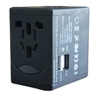 2023 Hot Sale EU USA UK AUS Plugs All in one With 2 USB Universal Travel Adapter