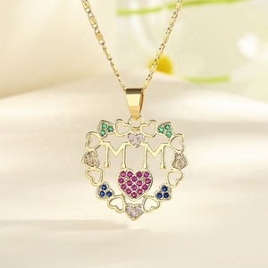 Collar con Colgante de Corazón Romántico, Regalos para el Día de San Valentín y el Día de la Madre, Moderno, de Latón, Chapado en Oro de 18K, con Circonita, para Mujer - Product Image 4