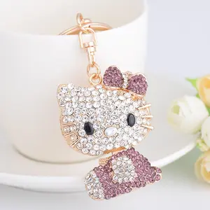 Zinc alloy cute Hello Ketty key chain exquisite keyring rhinestone key holder for bag decoration