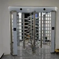 Tourniquet pleine hauteur en acier inoxydable 304 à double passage avec reconnaissance faciale et empreinte digitale, et auvent