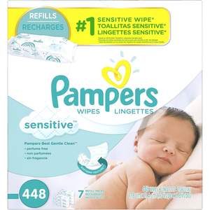 Lingettes sensibles en gros, paquet de recharge de 448 lingettes pour le soin de la peau des bébés, hypoallergéniques, sans parfum - Product Image 1