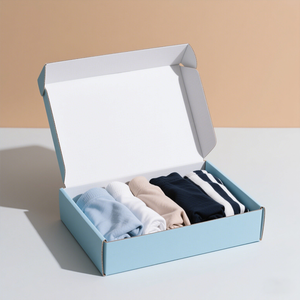 Caja de correo de envío de papel Kraft corrugado ecológico con logotipo personalizado, embalaje de exhibición en relieve con revestimiento UV para embalaje de ropa - Product Image 4