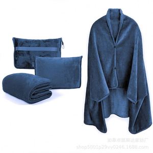 Flannel Warm Multifunctional Shawl Blanket Autumn Winter Student Nap Cover Lazy Quilt Leg and Shoulder Neck Blanket - Product Image 4