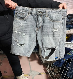 Shorts en jean pour hommes grande taille d'occasion, style classique décontracté, vente en gros de vêtements usagés en vrac, directement de l'usine - Product Image 4