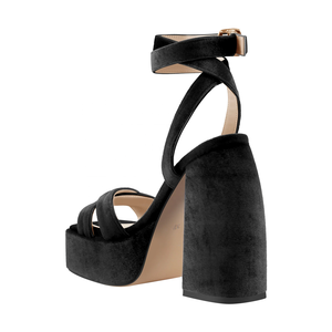 Materiale in velluto <span class=keywords><strong>tacco</strong></span> largo <span class=keywords><strong>scarpe</strong></span> da <span class=keywords><strong>donna</strong></span> sandali fibbia calzature punta quadrata forma <span class=keywords><strong>scarpe</strong></span> prezzo grossista in fabbrica - Product Image 6