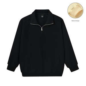 Fabricantes <span class=keywords><strong>de</strong></span> ropa personalizados 360 gramos otoño media cremallera diseño sentido moda Color sólido Simple pulóver manga larga <span class=keywords><strong>Sudadera</strong></span> con capucha - Product Image 3