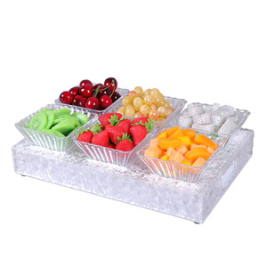 LED Lit Ice Patterned Fruit Platter Rectangle <b>Battery</b> Powered Party Snack Dish - Product Image 5
