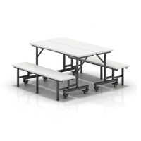 Ensemble de table et de banc multifonctionnel 3 en 1 pour école, cantine, auditorium, espace moderne, rectangulaire, mobile, pliable, déplaçable, hôpital