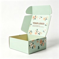 Boîte en carton recyclé personnalisée avec logo, boîte en carton ondulé pliable imprimée avec des fleurs, boîte d'emballage pour l'expédition de cadeaux et de vêtements