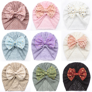 Primavera ed estate cappello da bambina con grande fiocco in cotone da esterno copricapo neonato per bambini cappello da bambina - Product Image 3