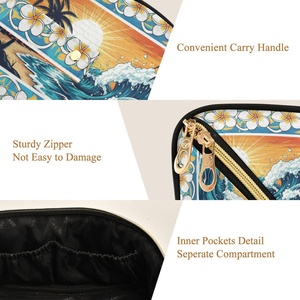 กระเป๋าเครื่องสำอางพกพาลายดอกลีลาวดี ขนาดใหญ่ ซิปเปิดกว้างสีทอง สำหรับผู้หญิง พร้อมพิมพ์ลายตามสั่งและโลโก้ - Product Image 4