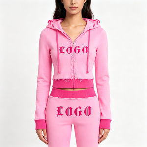 Custom 100% Cotton <b>Ladies</b> Women's Y2k Sweat <b>Suit</b> with Embroidery Street Wear <b>Track</b> Jogging <b>Suits</b> Custom Printing Tracksuits - Product Image 4