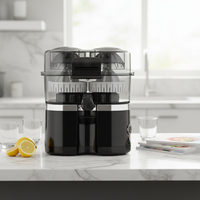 Anbo Kitchen Electric Kapasitas 120W untuk Penggunaan Rumah Tangga, 2 Kepala Blender Pemeras Buah Jeruk dengan Pisau Stainless Steel