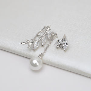 Pendientes Coreanos de Plata S925, Estilo Song Hye Kyo, Pequeños Pendientes de Doble Cuentas, Accesorios de Joyería DIY, Pendientes Colgantes de Moda 950 - Product Image 1