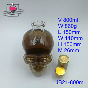 <span class=keywords><strong>Bouteille</strong></span> <span class=keywords><strong>de</strong></span> vin en verre transparent vide <span class=keywords><strong>de</strong></span> 800 ml en forme <span class=keywords><strong>de</strong></span> crâne, fournisseur d'usine, avec bouchon - Product Image 6