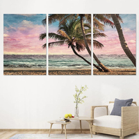 Cuadro Oceánico de 3 Piezas con Paisaje Marino al Atardecer, Arte de Pared de Cristal Personalizado con Base de Papel y Marco Acrílico, Impresión Digital