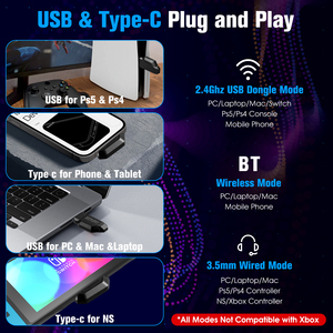 <span class=keywords><strong>Casque</strong></span> de jeu sans fil en gros, 3 modes, 2,4 GHz, <span class=keywords><strong>Bluetooth</strong></span>, son surround 7.1, éclairage RGB, circum-auriculaire pour PS5, PS4, Switch, <span class=keywords><strong>PC</strong></span> - Product Image 5