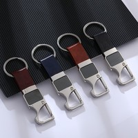 Porte-clés décapsuleur en métal, porte-clés en cuir PU, porte-clés en cuir, logo laser