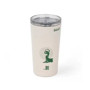 새로운 디자인 모던 화이트 16oz (473ml) 여행 텀블러 이중 벽 진공 단열 커피 머그 스테인레스 스틸 커피 컵, BPA 무료