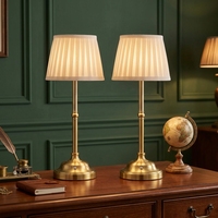 Lampe de table LED sans fil rechargeable en tissu, moderne, dorée, à intensité variable, pour table à manger, ambiance nocturne, chevet, restaurant
