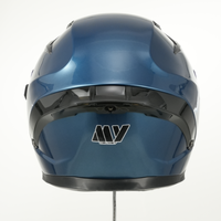 Casque de moto MY, coque ABS, surface bleue mate rétro, FF937, forme H, aérations, visière double intégrale, ECE/DOT