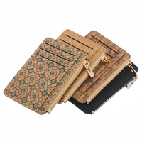 Dompet pria grosir kustom berbahan Gabus alami dengan kantong koin ritsleting tempat kartu minimalis ramah lingkungan unisex