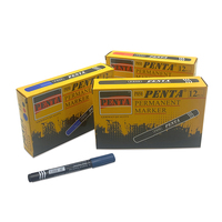 Vente en gros Marqueur permanent noir étanche avec logo Marqueur multi-usages pour tissu Marqueur de peinture Marqueur d'écriture lisse pour l'école 3 couleurs