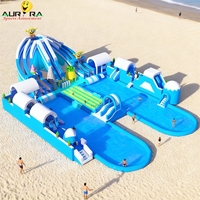 Inflatable Water Theme Park with Swimming Pool Portable Outdoor with Ice Tub <strong>Tents</strong> and Small Slide for Family Summer Play