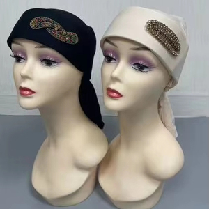 MH-1189 Casquettes ajustables en coton à motif floral multicolore avec strass pour femmes <span class=keywords><strong>musulmanes</strong></span> africaines, idéales pour le sport et le cyclisme – Meilleures ventes - Product Image 1