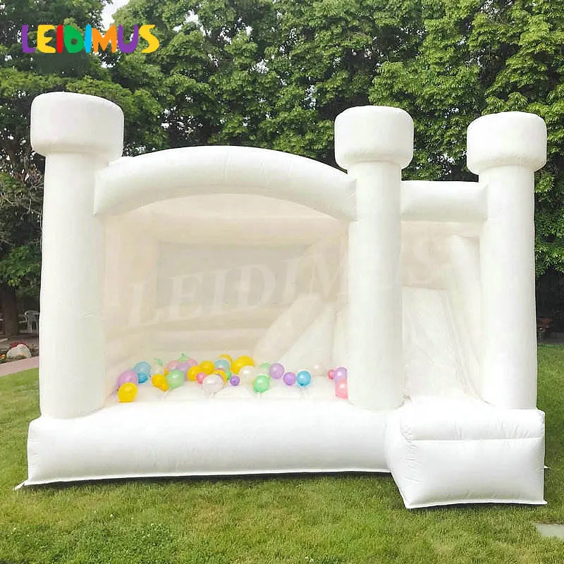 White Bouncy Castle for Party Inflatable Wedding jumping bouncy castle Bouncer with Slide Commercial Bounce House