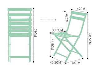 Vườn Patio cà phê cửa hàng đa màu sắc khung thép vòng trà đặt đồ gỗ ngoài trời gấp ngoài trời bàn & ghế 3 cái - Product Image 5