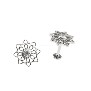 <span class=keywords><strong>Piercing</strong></span> de Titanio ASTM F136 con Diseño de Flor Mandala, 16G, Roscado Internamente, con Circonita Cúbica, para Cartílago, Hélix, Tragus - Product Image 1