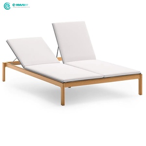 Elegante <span class=keywords><strong>Lettino</strong></span> Prendisole Minimalista con Telaio in Legno di Teak, Sdraio da Giardino per Villa, Bordo Piscina e Patio - Product Image 5
