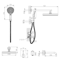 Robinets de bain-douche à trois fonctions au design moderne Ensemble de douche encastré
