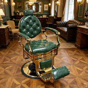 Muebles de Salón de Belleza, Sillas de Barbería Hidráulicas Doradas Vintage en Venta - Product Image 4