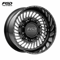 Jantes forgées FGD Custom 222 de 26 pouces, face usinée, concave profond, 10x225, en alliage forgé pour camionnette F-450 pleine grandeur