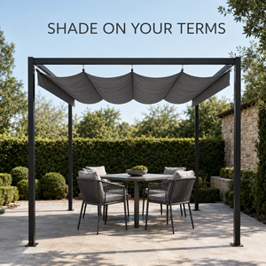 Pérgola de Acero Ajustable Manualmente de 3x3m, Estructura de 60x60mm, Toldo Retráctil Tipo Romano, Protección Solar para Jardín, Villa, Resort, Área Comercial - Product Image 2