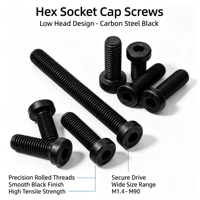 OEM/ODM DIN7984 DIN6912 ASME B18.3 Cl. Vis à tête hexagonale creuse 10.9 12.9 en acier au carbone noir avec filetage UNF, rondelles/écrous de fixation