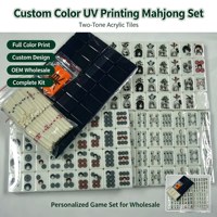 Jeu de Mahjong Japonais avec Tuiles Acryliques Colorées, Impression UV Personnalisée, Bâtonnets de Pointage, Accessoires Complets, Vente en Gros OEM, Marchandises Anime