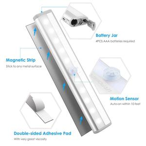10 LED PIR LED 运动传感器橱柜灯橱柜衣柜床灯 LED 内阁夜灯衣柜楼梯厨房 - Product Image 3