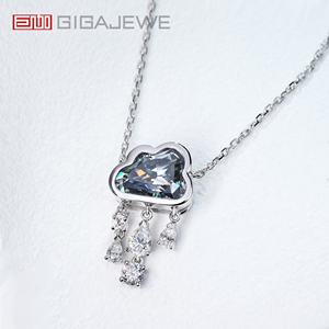 สร้อยคอเงินแท้ 925 GIGAJEWE ประดับเพชรโมอิสซาไนต์สีเทาธรรมชาติทรงหยดน้ำเมฆ ขนาด 9.5*7 มม. รวม 3 กะรัต - Product Image 1